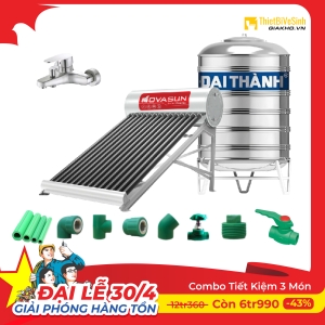 Combo Máy Nước Nóng Năng Lượng Mặt Trời 3 Món Tiết Kiệm Nova Sun CB3MNS02