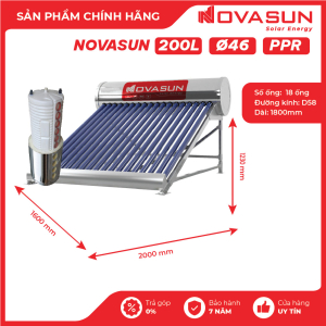 Máy Nước Nóng Năng Lượng Mặt Trời Ruột PPR 200L Nova Sun  NS-200LP