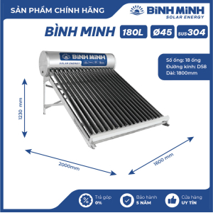 Máy Nước Nóng Năng Lượng Mặt Trời 180L Bình Minh BM-180L